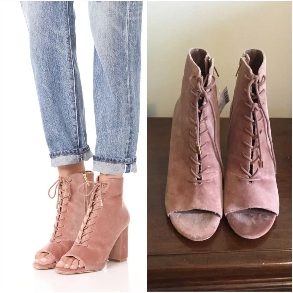 Joie Lakia Open Toe Velvet Bootie - Picture 1 of 8
